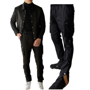 Grayscale IC COACHES SUIT LUXURY CELEB STYLE BLACK BOXY JACKET & SNAP TROUSER